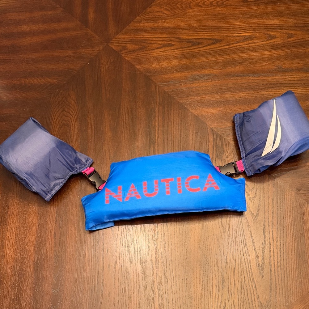 Nautica Blue Kids Swim Vest with Navy Arm Floats